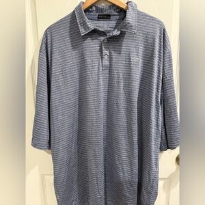 Divots Men's Blue Striped Golf Polo Shirt 3XL